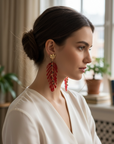GAS BIJOUX - BOUCLES D'OREILLES CAVALLO dorées à l'or fin - Acétate rouge - RARE