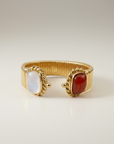 GAS BIJOUX - BRACELET AMARANTE DOUBLE DORE à l'or fin - CORNALINE ET QUARTZ ROSE