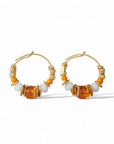 GAS BIJOUX - BOUCLES D'OREILLES créoles dorées à l'or fin - Tons de blanc et orange