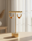 GAS BIJOUX - BOUCLES D'OREILLES créoles dorées à l'or fin - Tons de blanc et orange