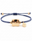 BRACELET SQUARE MINI LIEN DORE à l'or fin - CORDON BLEU MARINE