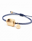 BRACELET SQUARE MINI LIEN DORE à l'or fin - CORDON BLEU MARINE