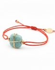 GAS BIJOUX - BRADELET SQUARE MIN LIEN DORE à l'or fin - AVENTURINE lien orange