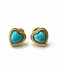 GAS BIJOUX - BOUCLES D'OREILLES PUCE AMORE dorées à l'or fin - TURQUOISE
