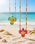 GAS BIJOUX - COLLIER MIRAGE TRÈFLE émail fuschia et jaune doré à l’or fin