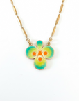 GAS BIJOUX - COLLIER MIRAGE TRÈFLE émail vert et jaune doré à l’or fin