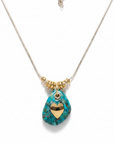 GAS BIJOUX - COLLIER GALET DORE - TURQUOISE