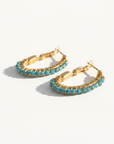 GAS BIJOUX - BOUCLES D'OREILLES CREOLES LYRE dorées à l'or fin - APATITE BLEUE - BEST SELLER