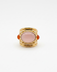 GAS BIJOUX - BAGUE SIMONE DOREE à l'or fin - QUARTZ ROSE ET CORNALINE - TAILLE M