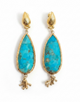 GAS BIJOUX - BOUCLES D'OREILLES SERTI GOUTTE PETIT MODELE - TURQUOISE