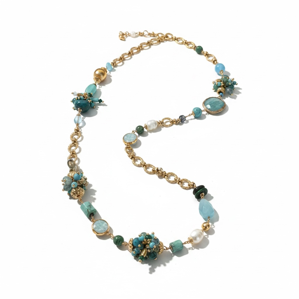 GAS BIJOUX - SAUTOIR VICTORIEN - Turquoise, Malachite, Aventurine