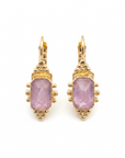 GAS BIJOUX - BOUCLES D'OREILLES SERTI TALISMAN DOREES - AMETHYSTE