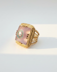 GAS BIJOUX - BAGUE CHEVALIERE ARTY DOREE - AMETHYSTE ET OEIL DE NAZAR EMAIL - TAILLE M