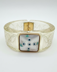 GAS BIJOUX - BRACELET ARTY ACETATE DORE - GRAVURE - NACRE BLANCHE - EMAIL OEIL DE NAZAR