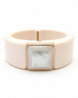 GAS BIJOUX - BRACELET ARTY ACETATE DORE - ACETATE BLANCHE ET NACRE BLANCHE