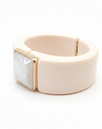 GAS BIJOUX - BRACELET ARTY ACETATE DORE - ACETATE BLANCHE ET NACRE BLANCHE