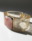 GAS BIJOUX - BRACELET ARTY ACETATE DORÉ - ACETATE GRAVEE ET QUARTZ FRAISE
