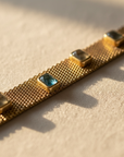 GAS BIJOUX - BRACELET TOTEM PIERRE GRAND MODELE DORÉ - APATITE ET LABRADORITE