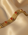 GAS BIJOUX - BRACELET TOTEM PIERRE GRAND MODELE DORÉ - CORNALINE