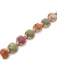 GAS BIJOUX - BRACELET AMARANTE MULTI GRAND MODELE DORE - VESSONITE, RHONODITE, CORNALINE,