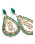 GAS BIJOUX - BOUCLES D'OREILLES TOJO FILEA  DORÉES ET EMAIL VERT