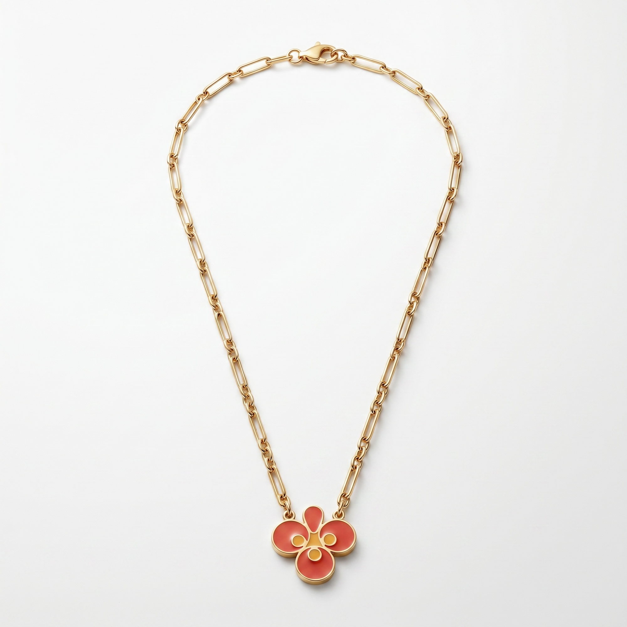 GAS BIJOUX - COLLIER MIRAGE TREFLE - EMAIL ORANGE