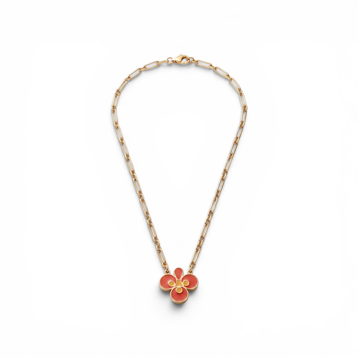 GAS BIJOUX - COLLIER MIRAGE TREFLE - EMAIL ORANGE
