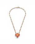 GAS BIJOUX - COLLIER MIRAGE TREFLE - EMAIL ORANGE