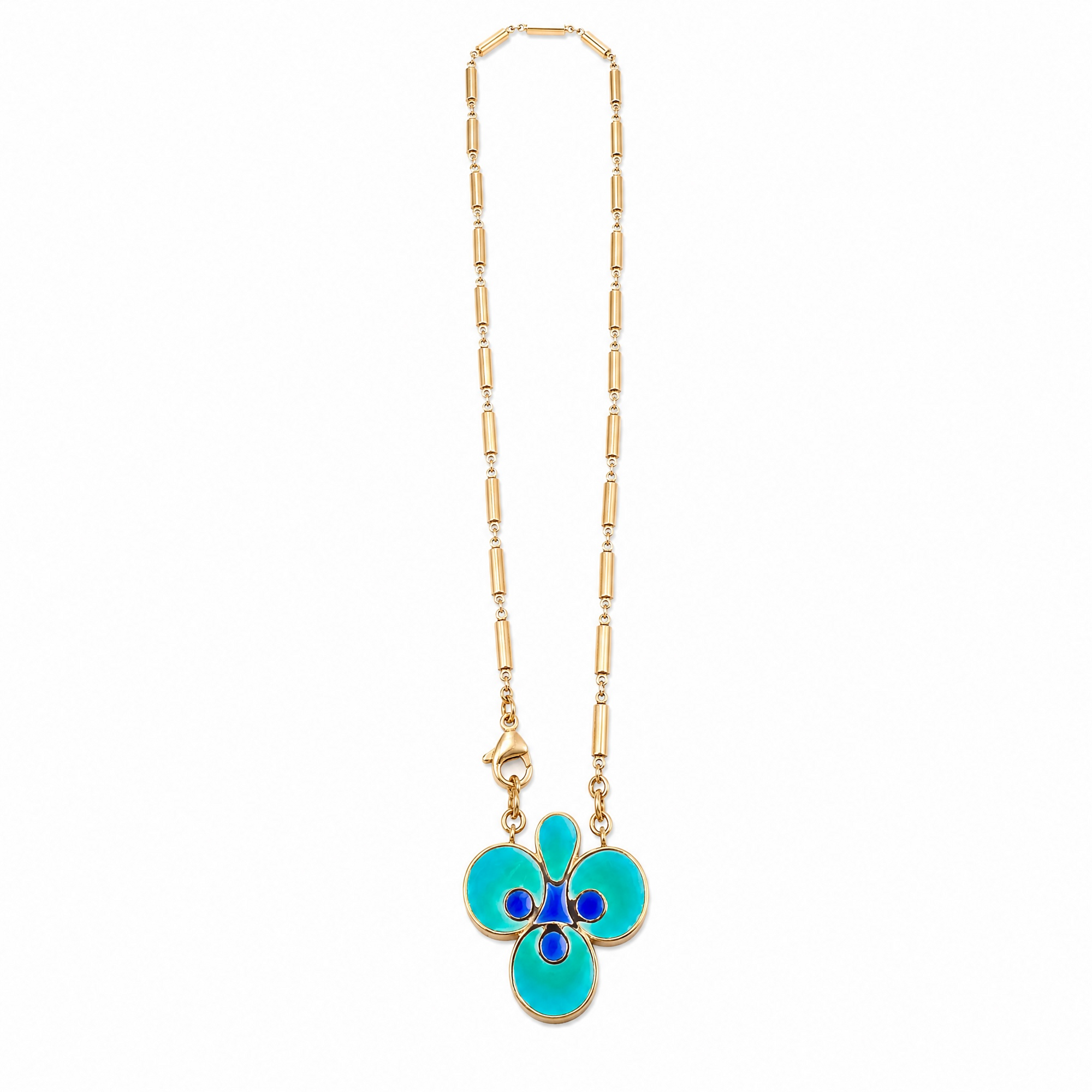 GAS BIJOUX - COLLIER MIRAGE TREFLE - EMAIL TURQUOISE