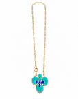 GAS BIJOUX - COLLIER MIRAGE TREFLE - EMAIL TURQUOISE
