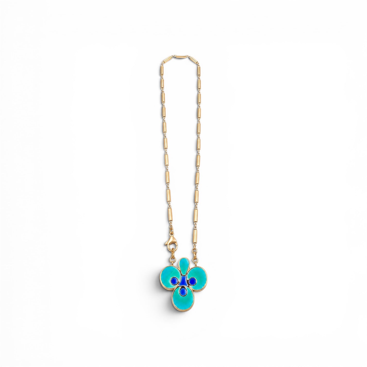 GAS BIJOUX - COLLIER MIRAGE TREFLE - EMAIL TURQUOISE