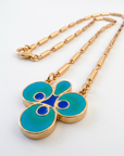 GAS BIJOUX - COLLIER MIRAGE TREFLE - EMAIL TURQUOISE