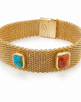 GAS BIJOUX - BRACELET TOTEM PIERRE CORNALINE ET TURQUOISE DORE - TAILLE 2