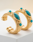 GAS BIJOUX - CREOLES STRADA MINI DORÉES - TURQUOISE