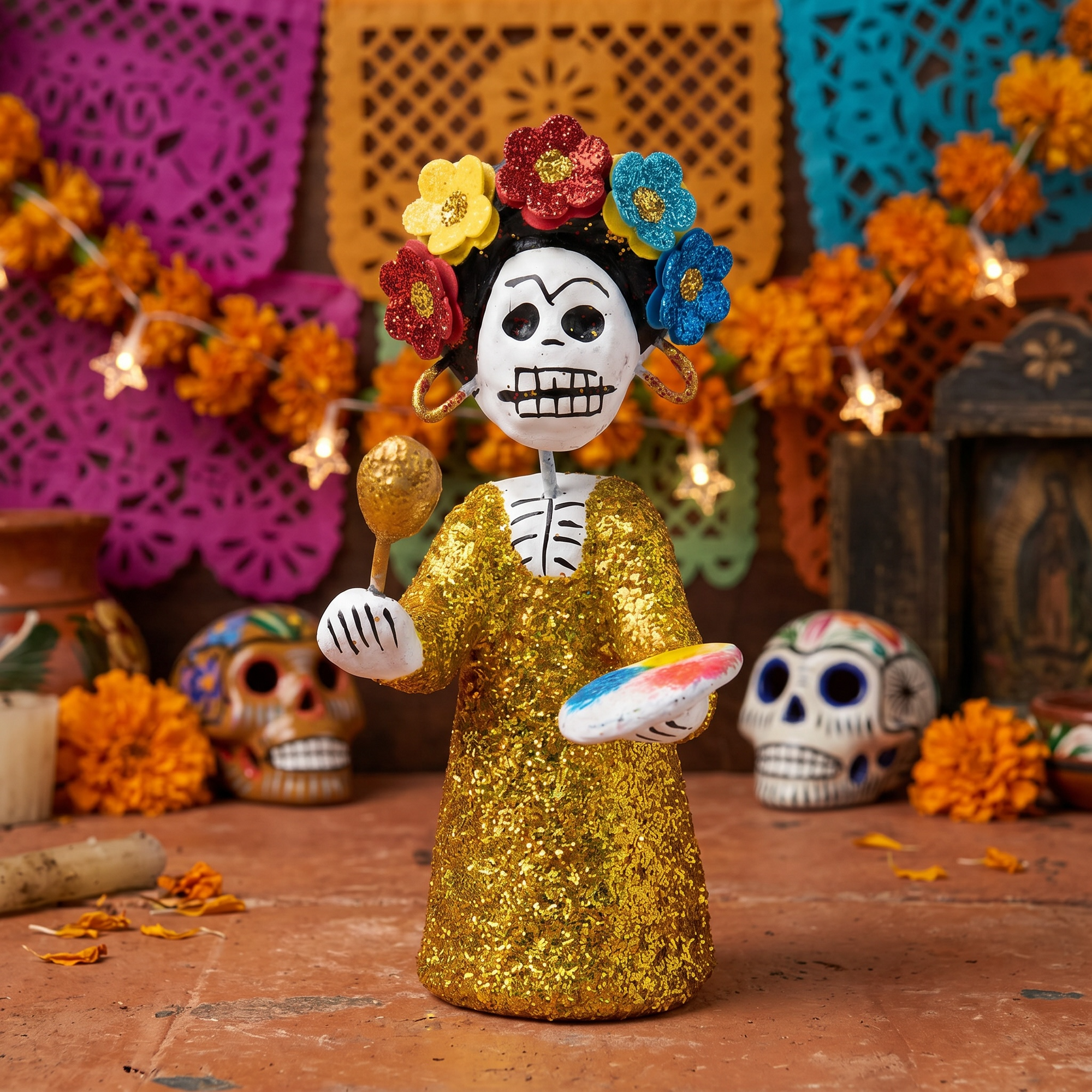 TIENDAS ESQUIPILAS - FRIDA ARTISTE - FIGURINES ARTISANALES - 5 COULEURS