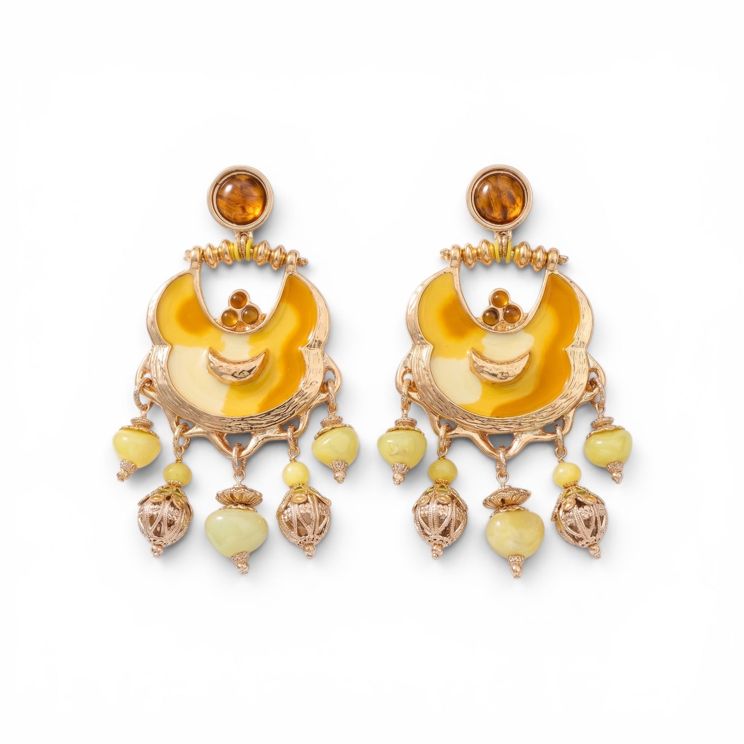 GAS BIJOUX - BOUCLES D'OREILLES HAVANA EMAIL GRAND MODELE dorées