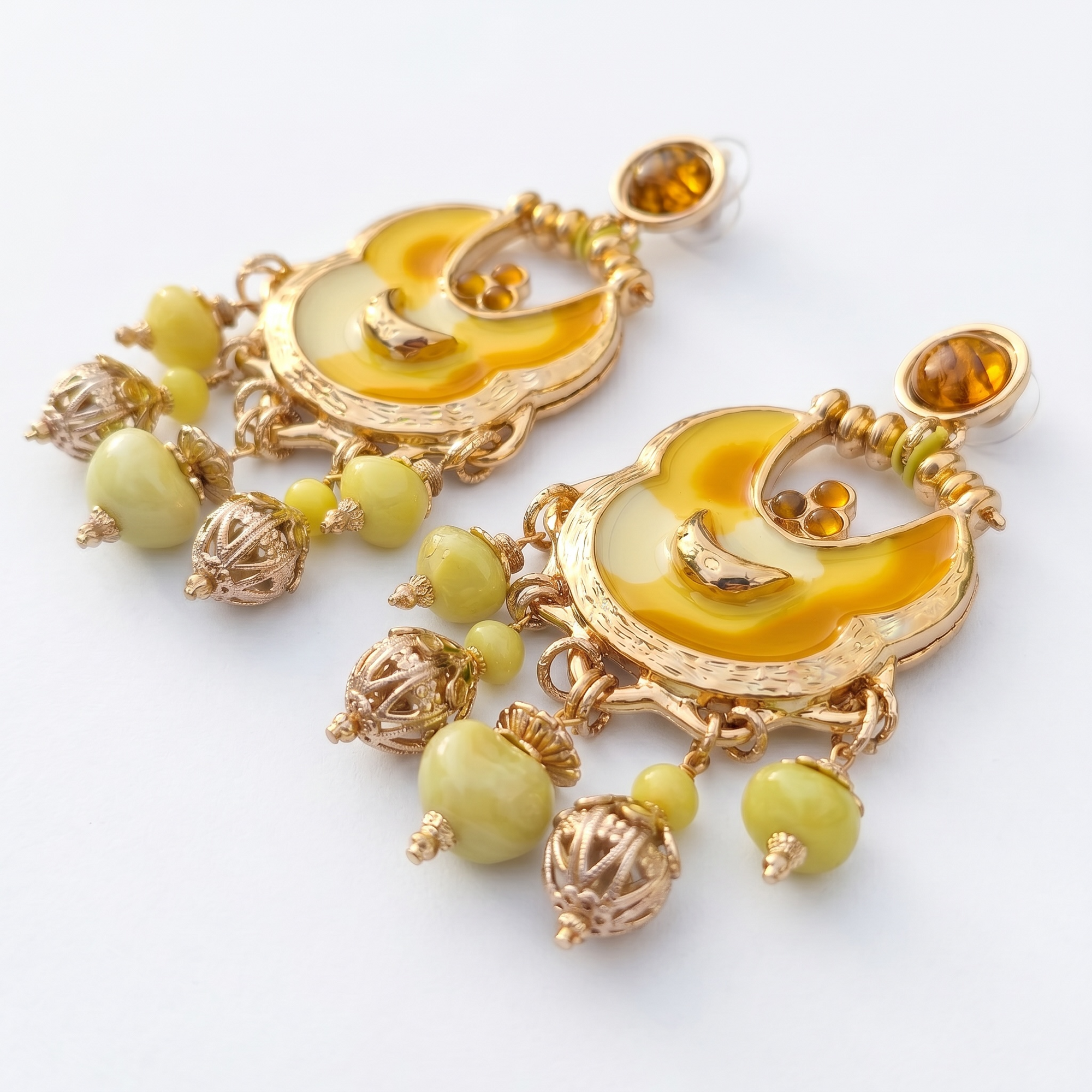 GAS BIJOUX - BOUCLES D'OREILLES HAVANA EMAIL GRAND MODELE dorées