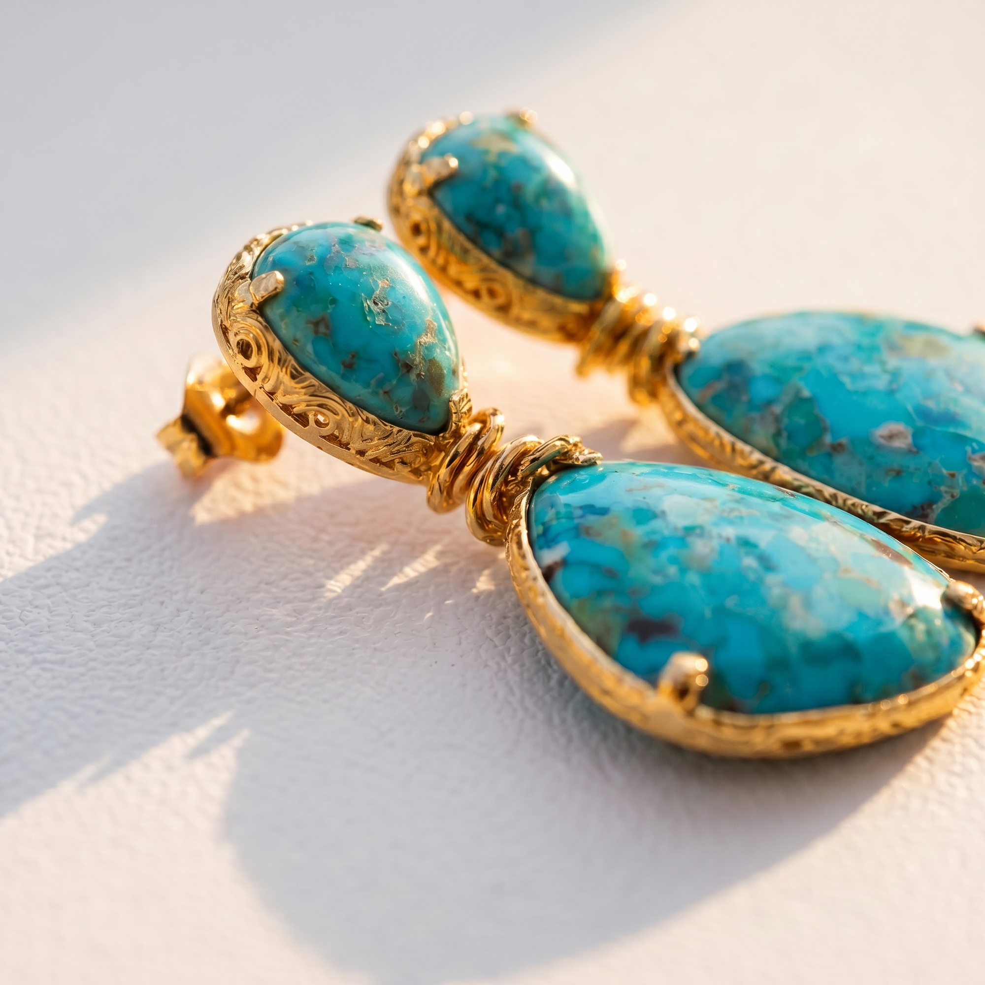 GAS BIJOUX - BOUCLES D'OREILLES SILIA DORÉES - TURQUOISE
