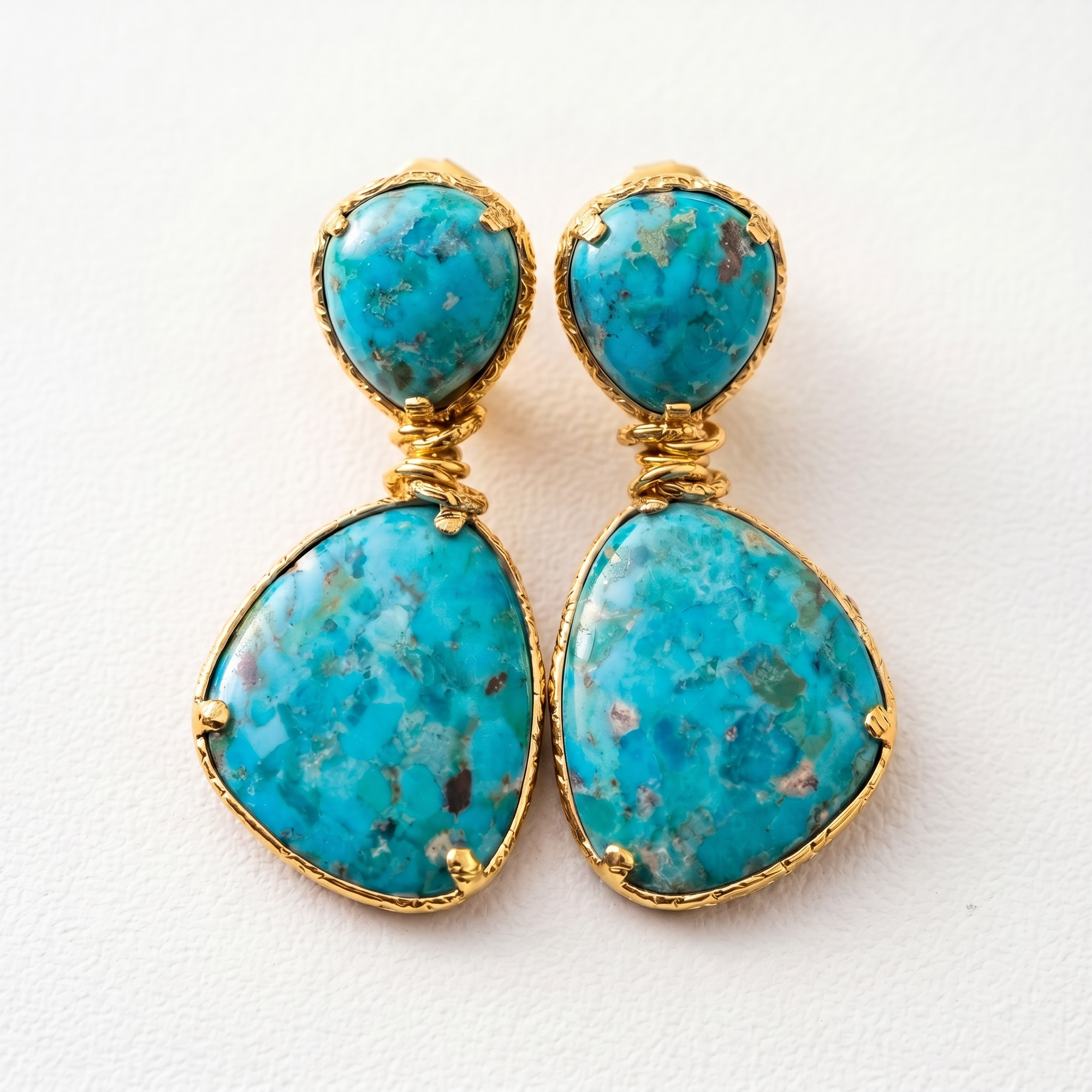 GAS BIJOUX - BOUCLES D'OREILLES SILIA DORÉES - TURQUOISE