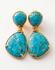 GAS BIJOUX - BOUCLES D'OREILLES SILIA DORÉES - TURQUOISE
