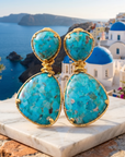GAS BIJOUX - BOUCLES D'OREILLES SILIA DORÉES - TURQUOISE