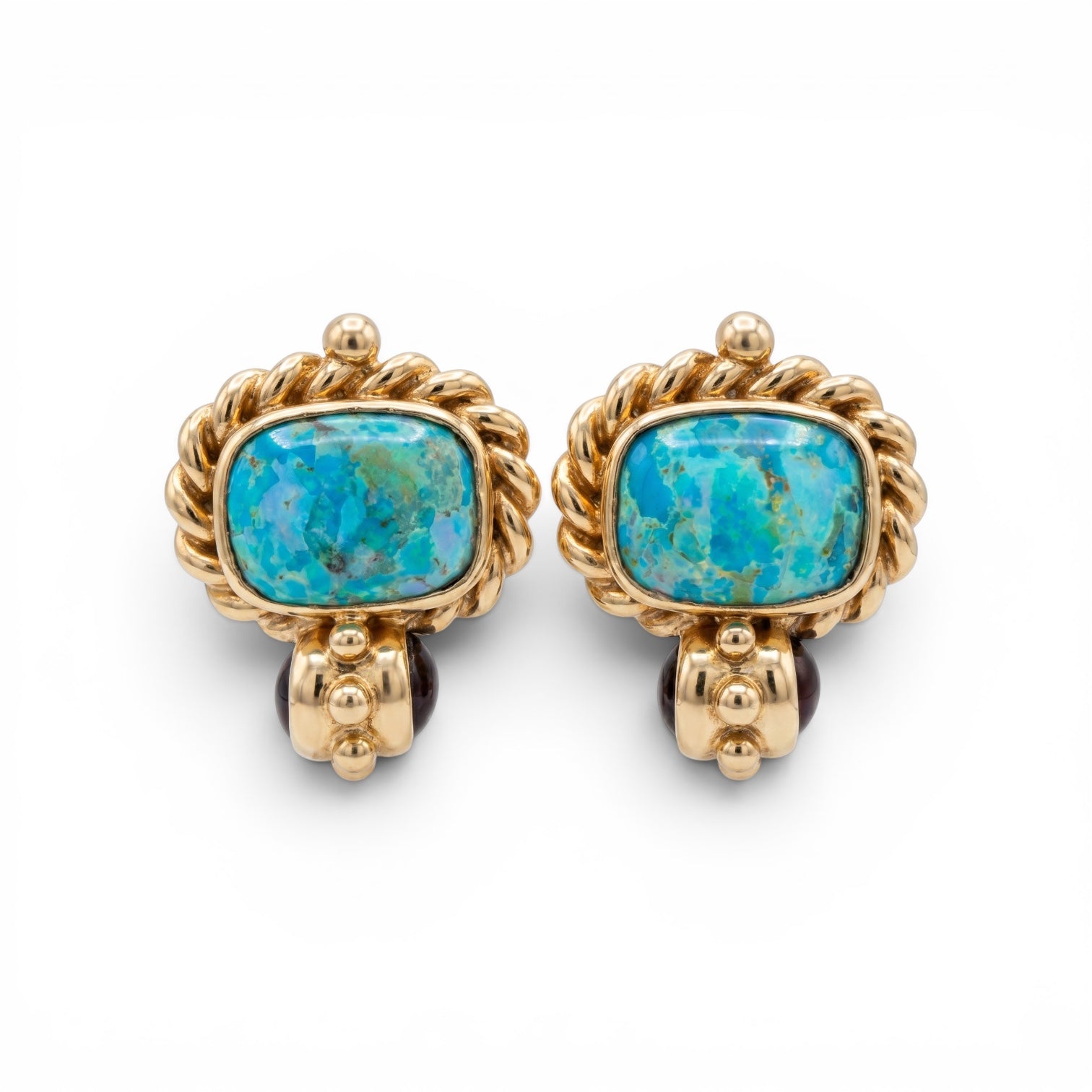 GAS BIJOUX - BOUCLES D'OREILLES AMARANTE PUCES DORÉEES - CABOCHONS TURQUOISE