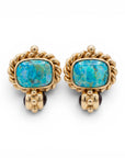 GAS BIJOUX - BOUCLES D'OREILLES AMARANTE PUCES DORÉEES - CABOCHONS TURQUOISE