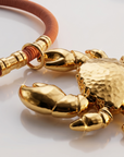 GAS BIJOUX - COLLIER SARI KRABE DORE - CUIR MARRON