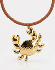 GAS BIJOUX - COLLIER SARI KRABE DORE - CUIR MARRON