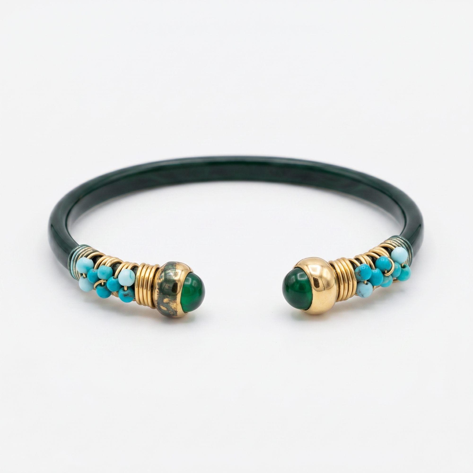 GAS BIJOUX - BRACELET SARI BIS - ACETATE VERT - METAL DORÉ