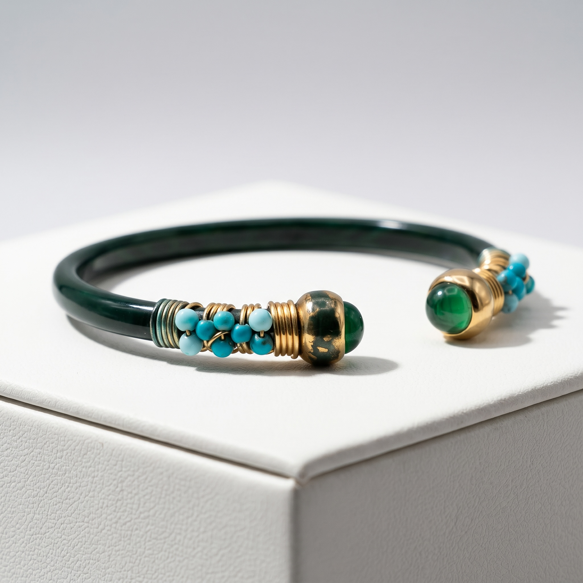 GAS BIJOUX - BRACELET SARI BIS - ACETATE VERT - METAL DORÉ
