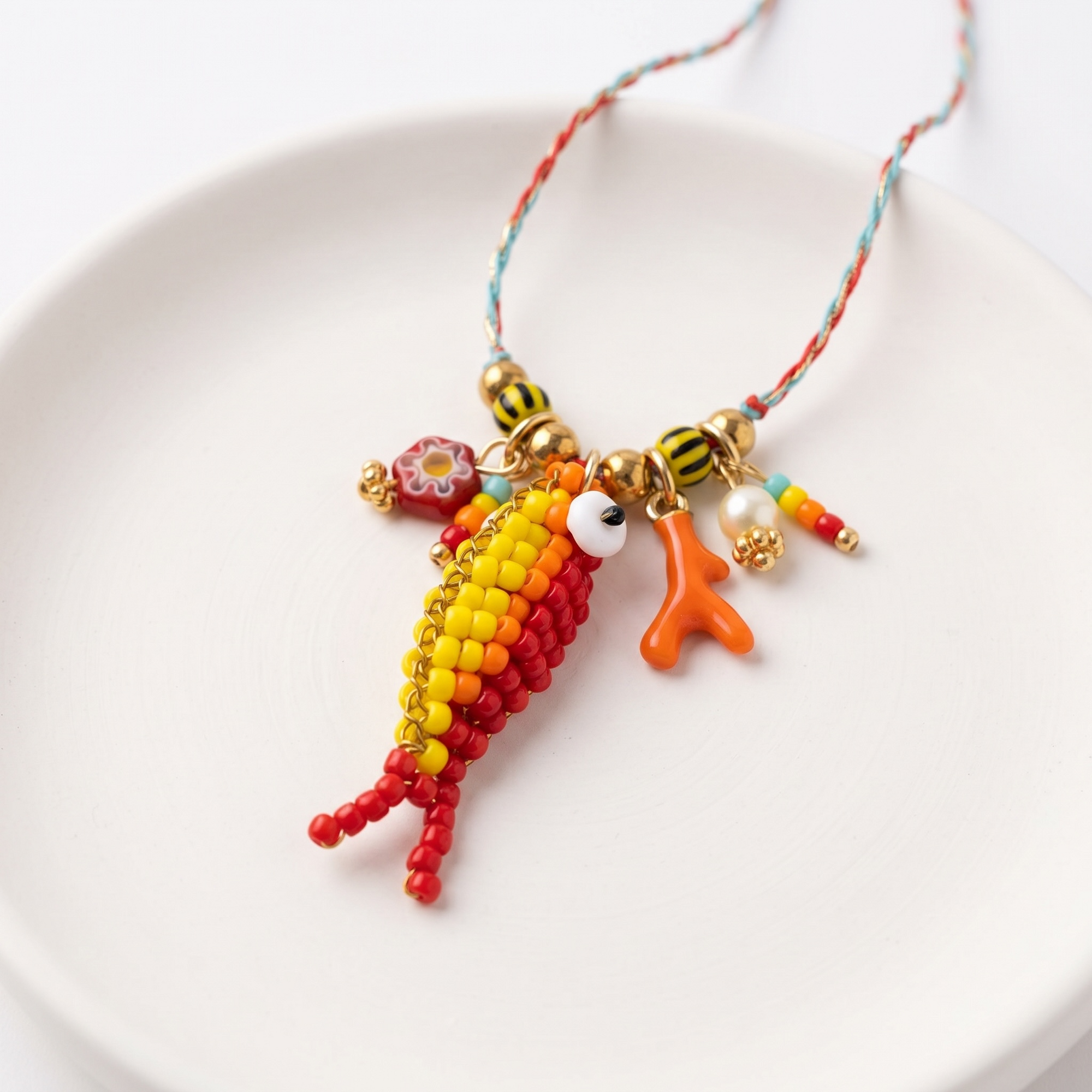 HYPNOCHIC - COLLIER - COLLECTION MAREE DORÉE- POISSON ROUGE