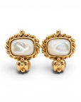 GAS BIJOUX - BOUCLES D'OREILLES AMARANTE CABOCHONS DORÉES CLIPS - NACRE BLANCHE