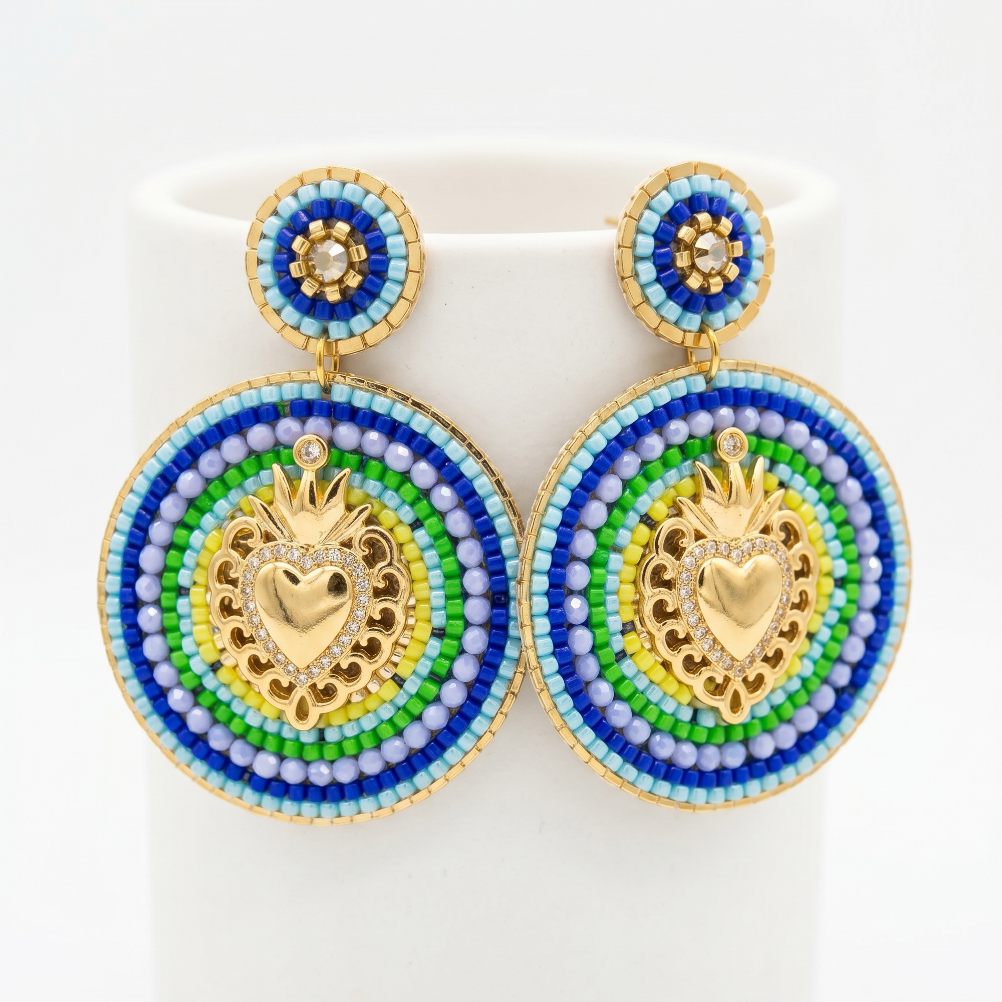 HYPNOCHIC - BOUCLES D'OREILLES TIGES DROITES - EX VOTO - BLEUES